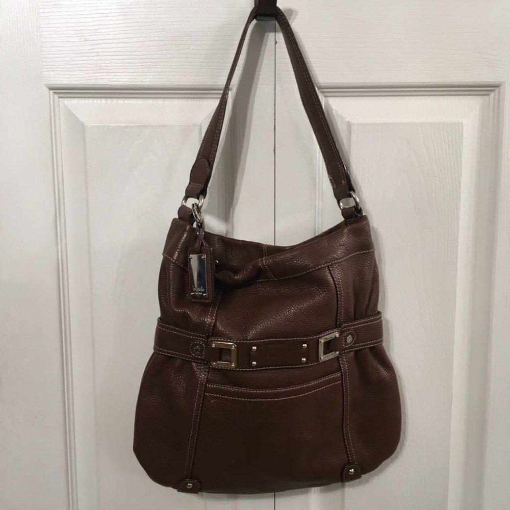 Tignanello Brown Leather Hobo Shoulder Bag